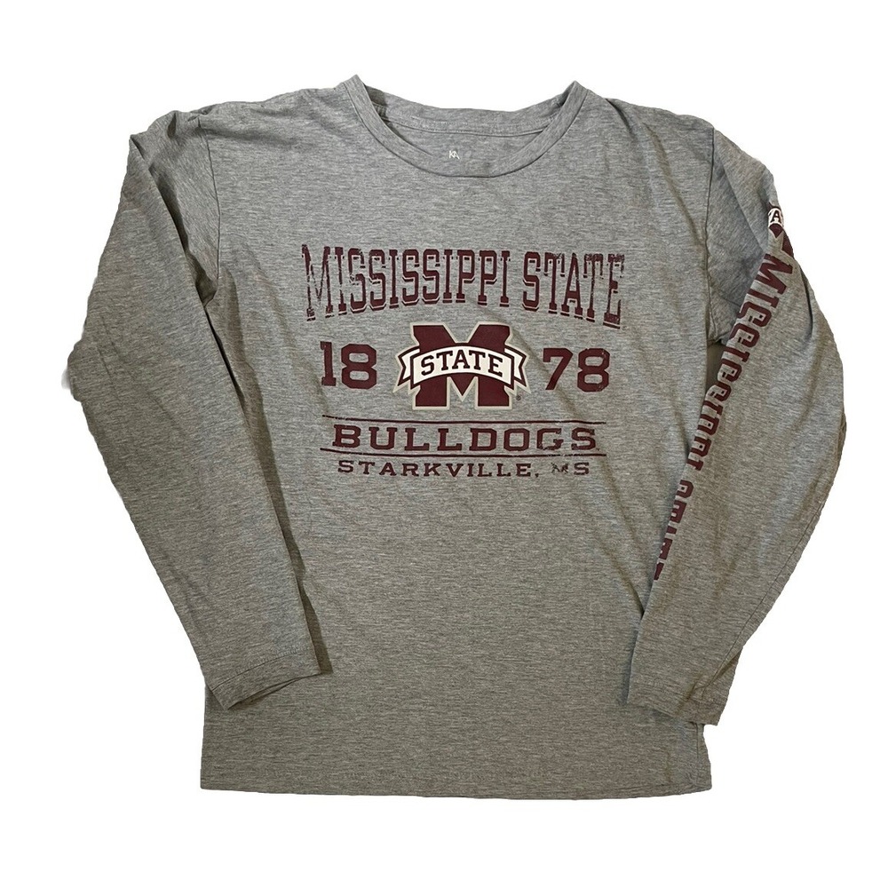 Mississippi State Bulldogs 1878 T Shirt Gray Long Sleeve Size Medium NCAA